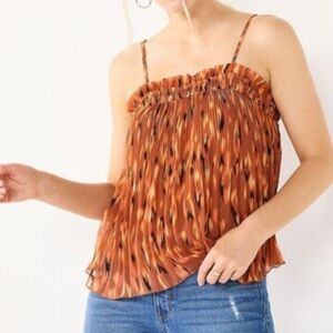 NWOT Nine West Pleated Chiffon Camisole in Leopard Print Size Small